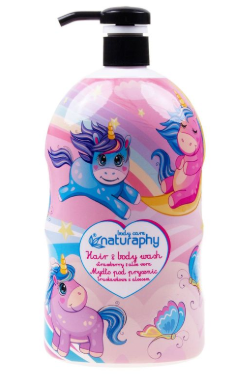Șampon și gel de duș cu căpșuni și aloe vera Naturaphy – Blux | 1000 ml