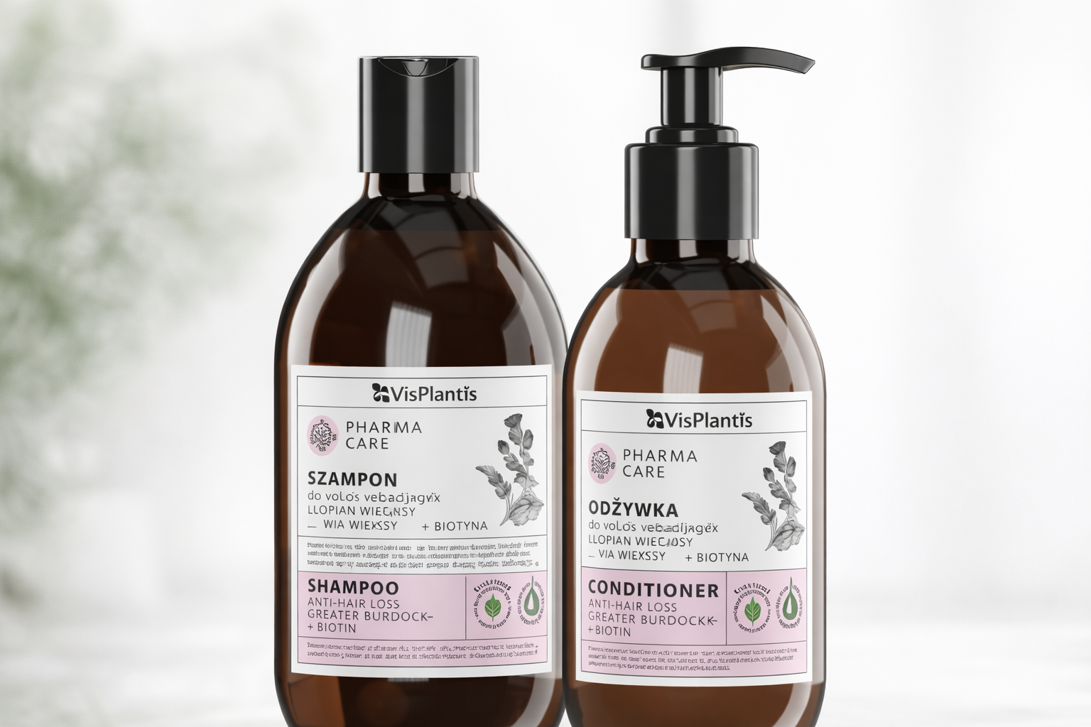 Set împotriva căderii părului – Șampon + Balsam Pharma Care cu Brusture și Biotină